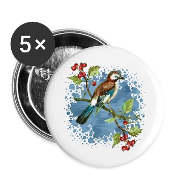 Colorful bird - Buttons large 2.2''/56 mm (5-pack) - white - Front