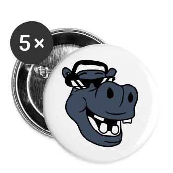 Laughing hippo comic face party club music - Buttons large 2.2''/56 mm (5-pack) - white - Front