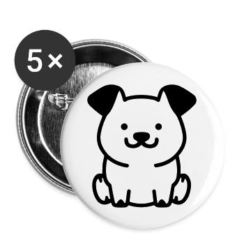 Hund - Buttons groß 56 mm (5er Pack) - Weiß - Vorne