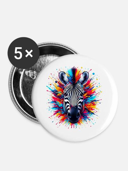 Zebra - Buttons groß 56 mm (5er Pack) - Weiß