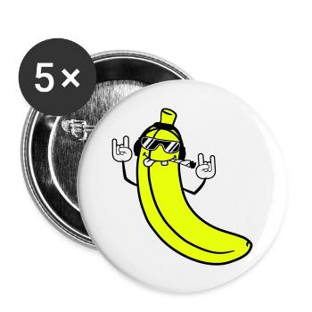 Lustige DJ Banane Obst Sonnenbrille Party Musik - Buttons groß 56 mm (5er Pack) - Weiß - Vorne