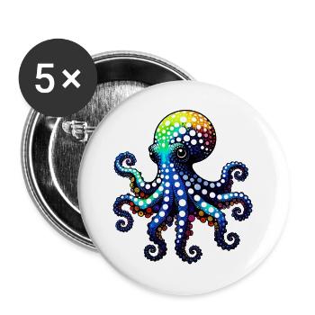 Pieuvre - Lot de 5 grands badges (56 mm) - blanc - Devant