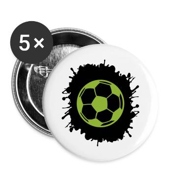 splatter fußball - Buttons groß 56 mm (5er Pack) - Weiß - Vorne