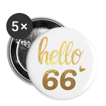 Hello 66 gold - Buttons large 2.2''/56 mm (5-pack) - white - Front