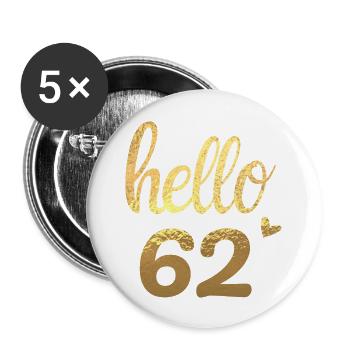 Hello 62 gold - Buttons large 2.2''/56 mm (5-pack) - white - Front