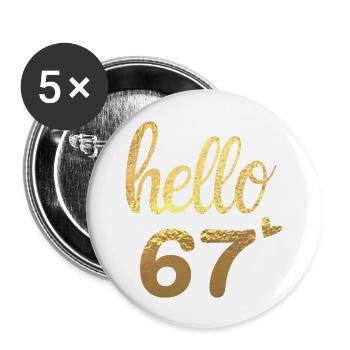 Hello 67 doré - Lot de 5 grands badges (56 mm) - blanc - Devant