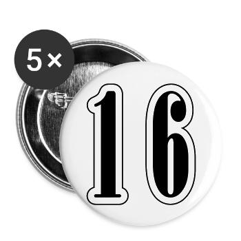 16 Number symbol - Buttons large 2.2''/56 mm (5-pack) - white - Front