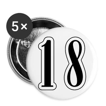18 Zahl symbol - Buttons groß 56 mm (5er Pack) - Weiß - Vorne