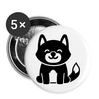 Hund - Buttons groß 56 mm (5er Pack) - Weiß - Vorne