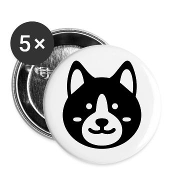 Hund - Buttons groß 56 mm (5er Pack) - Weiß - Vorne