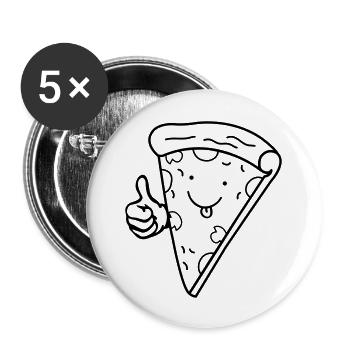 Pizza Comic 01 - Buttons large 2.2''/56 mm (5-pack) - white - Front