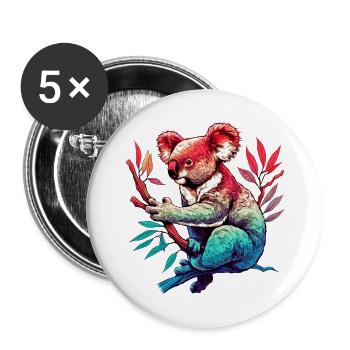 Koala - Lot de 5 grands badges (56 mm) - blanc - Devant