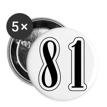 81 Zahl Symbol - Buttons groß 56 mm (5er Pack) - Weiß - Vorne
