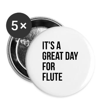flûte - Lot de 5 grands badges (56 mm) - blanc - Devant