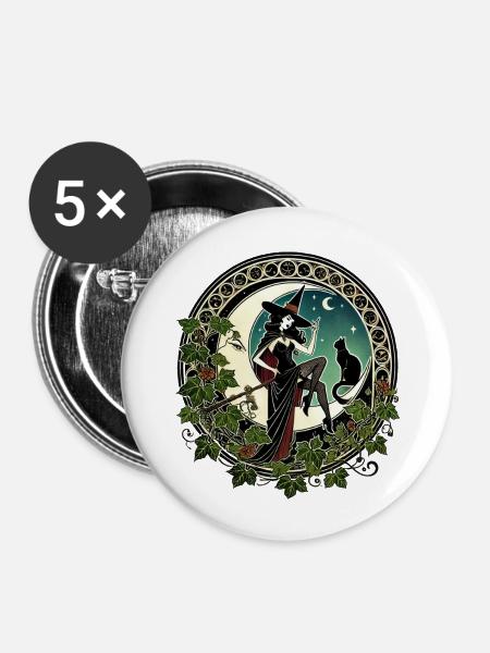 Hexen-Pinup - Buttons groß 56 mm (5er Pack) - Weiß