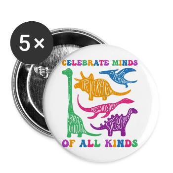 Celebrate Minds Of All Kinds - Autism Awareness - Buttons large 2.2''/56 mm (5-pack) - white - Front