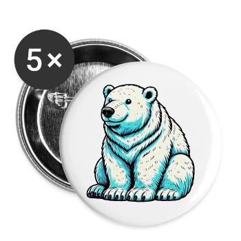 Ours blanc - Lot de 5 grands badges (56 mm) - blanc - Devant