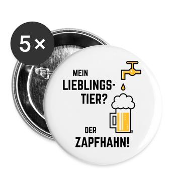 Mein Lieblingstier? Der Zapfhahn! (Bier / 2C) - Buttons groß 56 mm (5er Pack) - Weiß - Vorne