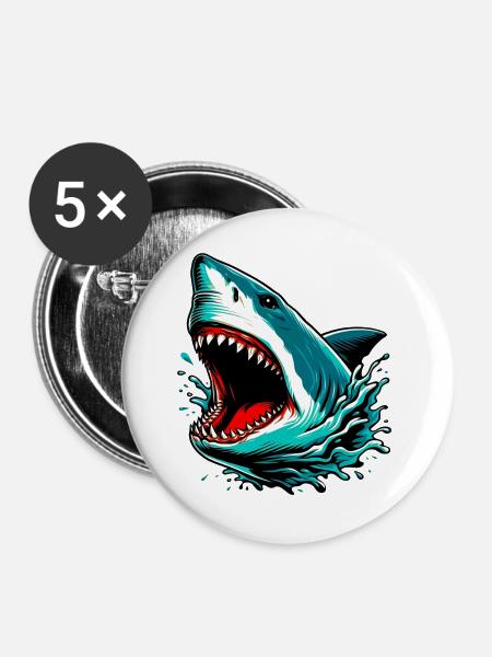 Hai - Buttons groß 56 mm (5er Pack) - Weiß