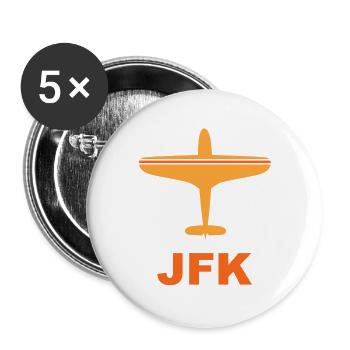 Flughafen New York - JFK - USA - Spotter Spotting - Buttons groß 56 mm (5er Pack) - Weiß - Vorne
