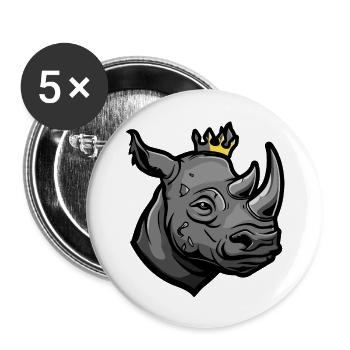 Couronne de tête de rhinocéros - Lot de 5 grands badges (56 mm) - blanc - Devant