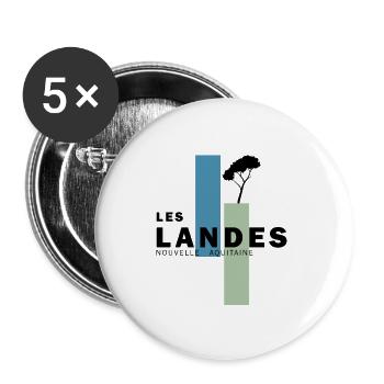 033c LES LANDES7 - Lot de 5 grands badges (56 mm) - blanc - Devant