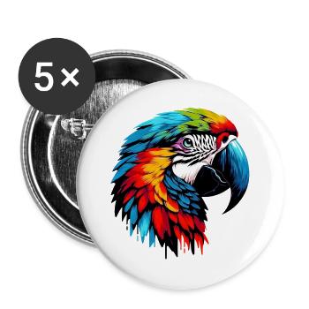 Perroquet - Lot de 5 grands badges (56 mm) - blanc - Devant