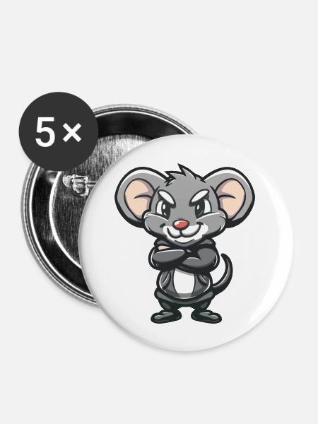 maus - Buttons groß 56 mm (5er Pack) - Weiß