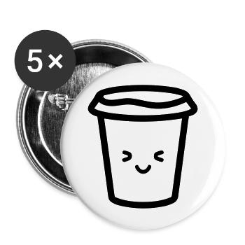 Kaffeebecher - Buttons groß 56 mm (5er Pack) - Weiß - Vorne