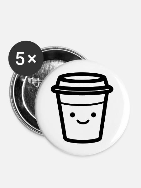 Kaffeebecher - Buttons groß 56 mm (5er Pack) - Weiß
