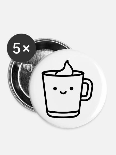 Kaffeebecher - Buttons groß 56 mm (5er Pack) - Weiß