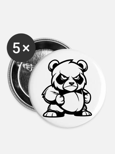 pandabär - Buttons groß 56 mm (5er Pack) - Weiß