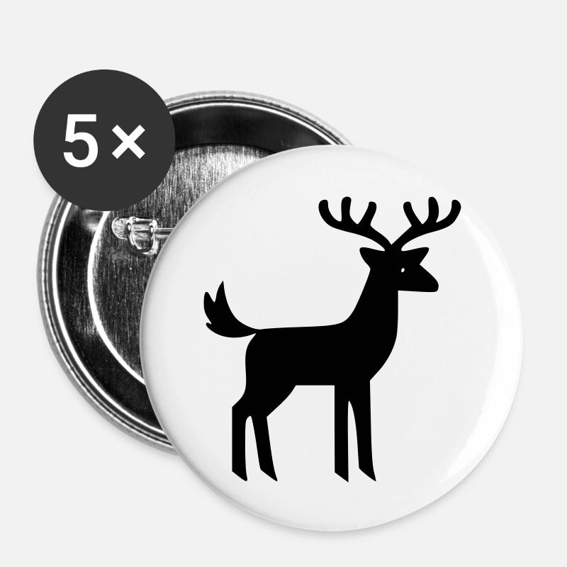 Deer - Buttons large 2.2''/56 mm (5-pack) - white
