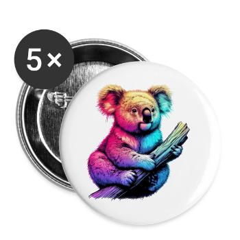 Koala - Buttons groß 56 mm (5er Pack) - Weiß - Vorne