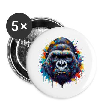 Gorille - Lot de 5 grands badges (56 mm) - blanc - Devant