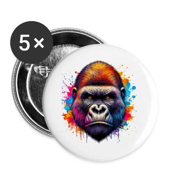 Gorille - Lot de 5 grands badges (56 mm) - blanc - Devant