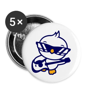 Chick Bird Duck Playing Guitar Music Guitarist - Buttons large 2.2''/56 mm (5-pack) - white - Front