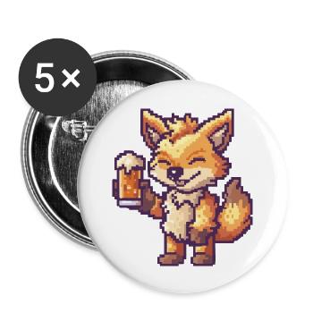 Wolf Beer Pixel - Buttons large 2.2''/56 mm (5-pack) - white - Front