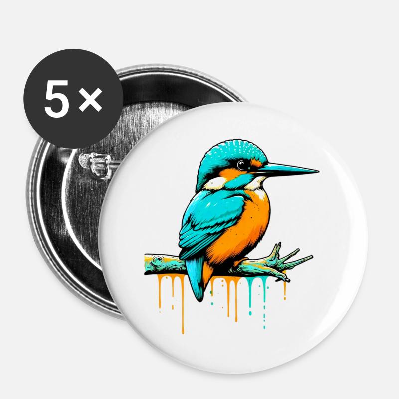 Eisvogel - Buttons groß 56 mm (5er Pack) - Weiß