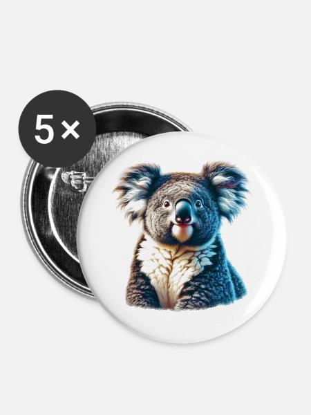 Koala - Buttons groß 56 mm (5er Pack) - Weiß