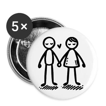 Wir stehen zusammen Mann und Frau - Buttons groß 56 mm (5er Pack) - Weiß - Vorne