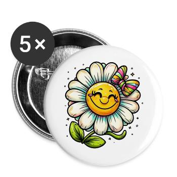 Gänseblümchen - Buttons groß 56 mm (5er Pack) - Weiß - Vorne