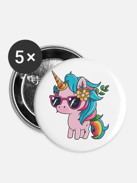 unicorn - Buttons groß 56 mm (5er Pack) - Weiß