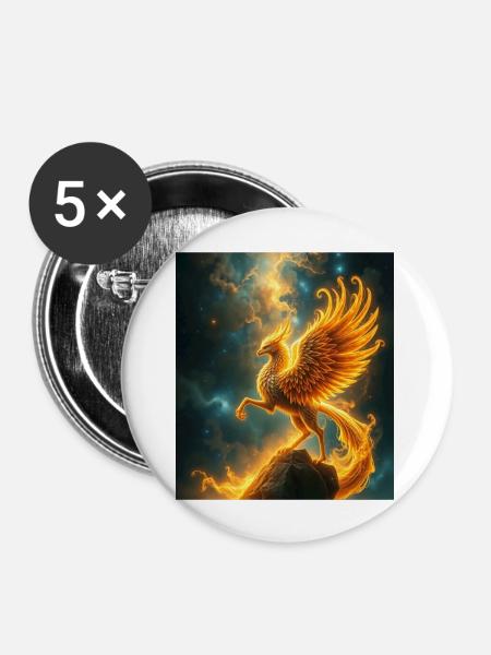 Feuerphönix im Sternennebel - Buttons groß 56 mm (5er Pack) - Weiß