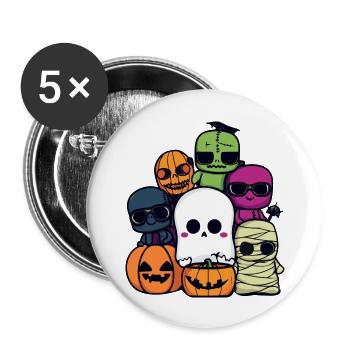 Halloween Party Cool - Buttons groß 56 mm (5er Pack) - Weiß - Vorne