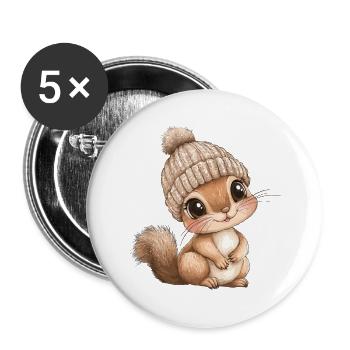 Squirrel Cute Cute Baby Kids Animal Cartoon - Buttons large 2.2''/56 mm (5-pack) - white - Front