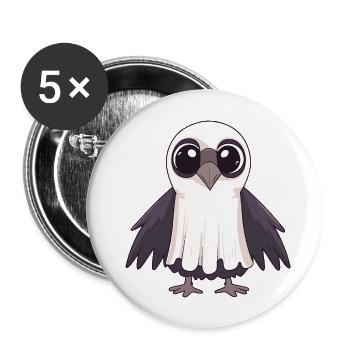 Raven Bird Halloween Comic Ghost - Buttons large 2.2''/56 mm (5-pack) - white - Front