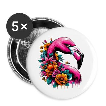 Flamingo - Buttons groß 56 mm (5er Pack) - Weiß - Vorne