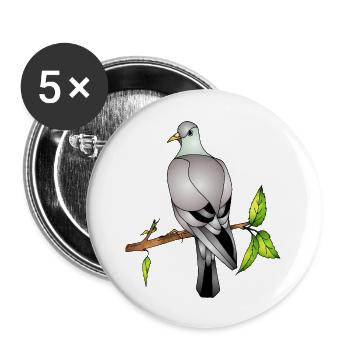 Vogel - Buttons groß 56 mm (5er Pack) - Weiß - Vorne