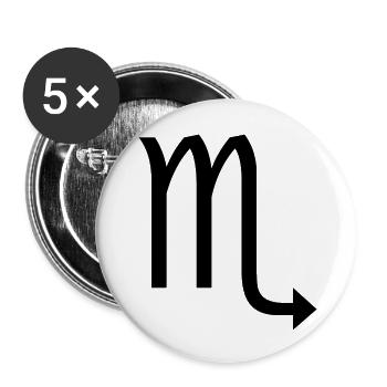 Zodiac sign Scorpio, exclusive t-shirt design - Buttons large 2.2''/56 mm (5-pack) - white - Front